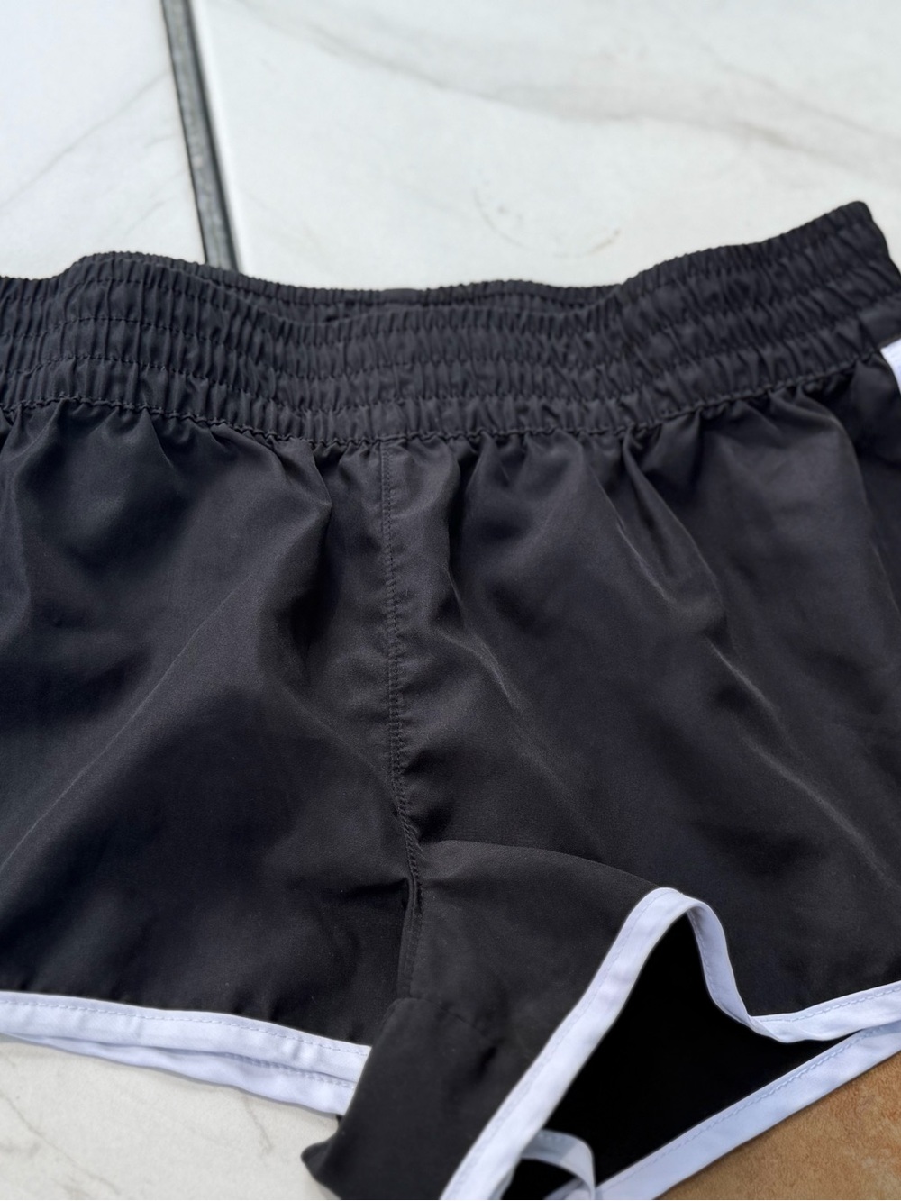 No Boundaries Black Athletic Shorts with White Trim